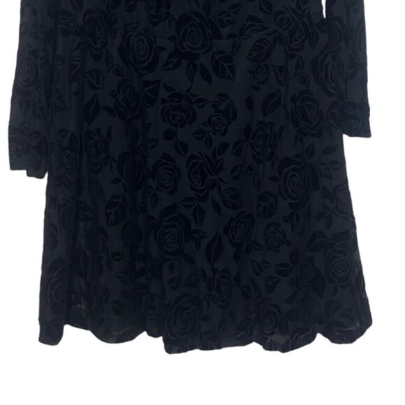 Wild Fable Floral Flocked Mini Dress Womens Large Black New - Picture 5 of 10
